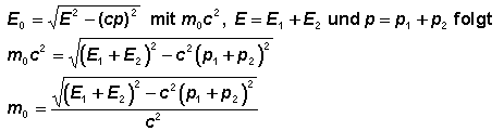 Berechnung der Ruhemasse eines zerfallenen Teilchens